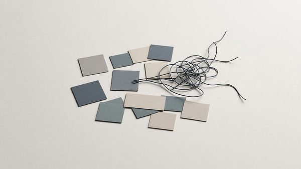 Simple abstract minimalist illustration representing messy lead data — geometric shapes suggesting a contact card with a broken or tangled connector line, muted color palette, no people, no text, no logos