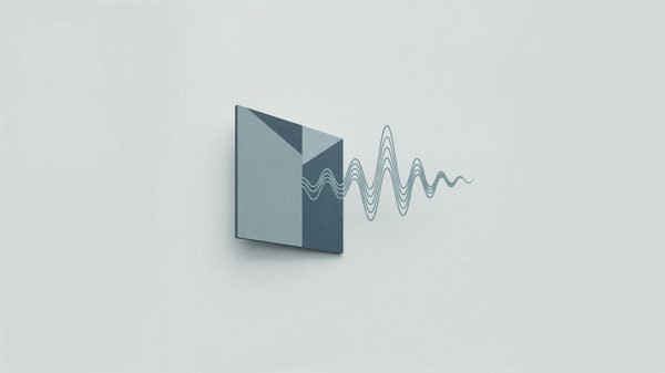 Simple abstract minimalist illustration representing a sudden shift to virtual events — geometric shape suggesting a screen window with a signal wave, muted color palette, no people, no text, no logos